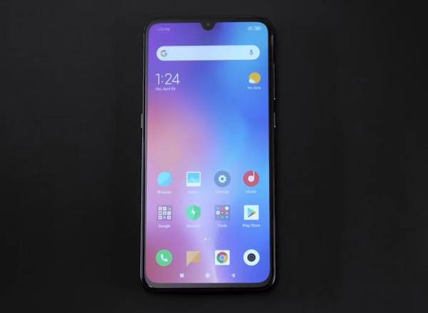 Xiaomi Mi 9 - vue face avant écran allumé Xiaomi Mi 9 - vue face avant écran allumé