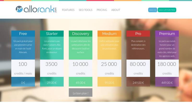 Allorank, outil de suivi de positionnement de site internet