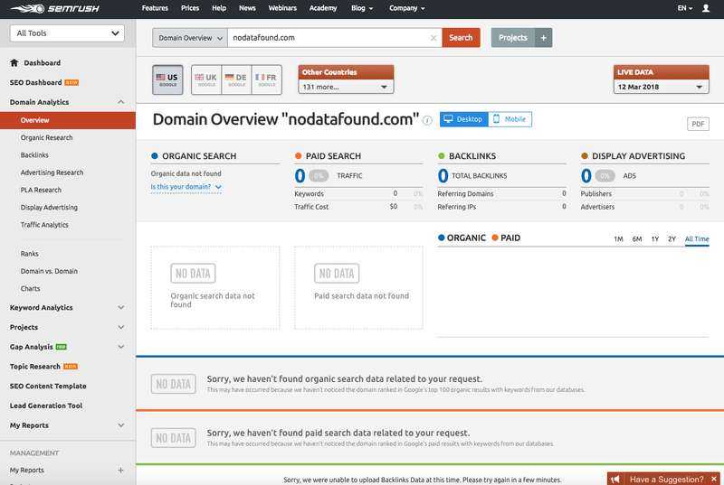 Semrush, outil de suivi de positionnement de site internet